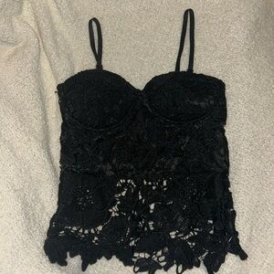 Black tank top with built in bra.